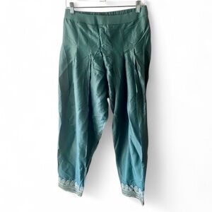 NWT ETHNC PAKISTANI TEAL ELASTIC WAIST EMBROIDERED BOHEMIAN PANTS SIZE SMALL